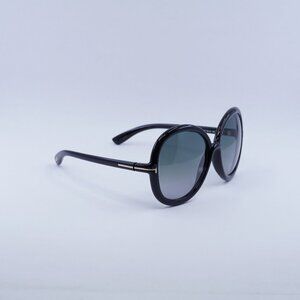 Tom Ford Candice FT0276 01B Sunglasses Black Round Frame, Smoke Lenses